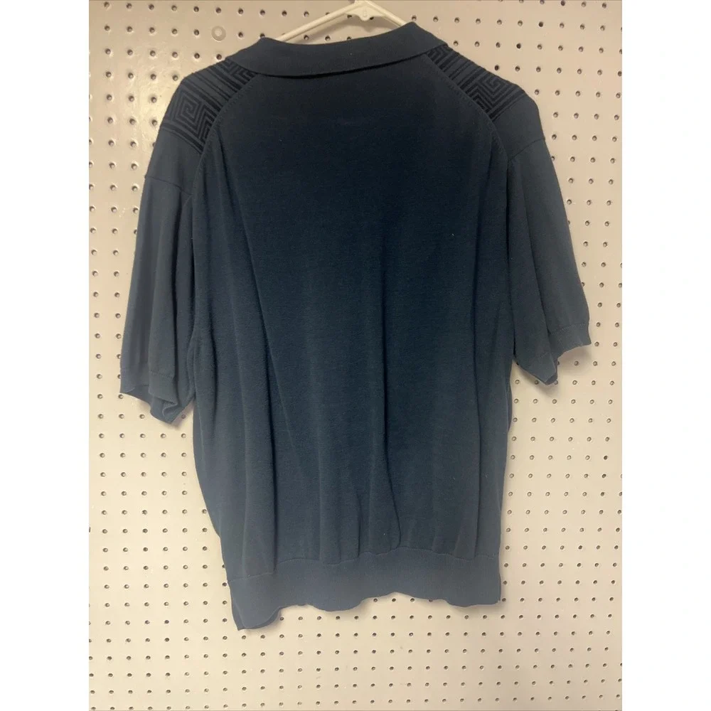 Vintage J Ferrar Collared V Neck‎ Blue Cotton Shirt Geometric Shapes Large
